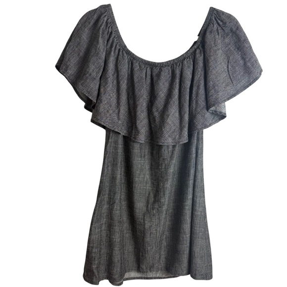 Reformation Tennessee Panama Gray Chambray Denim Ruffled Mini Dress Size Small - Picture 2 of 10